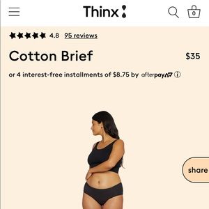 Thinx Organic Cotton Brief Period Underwear 2XL